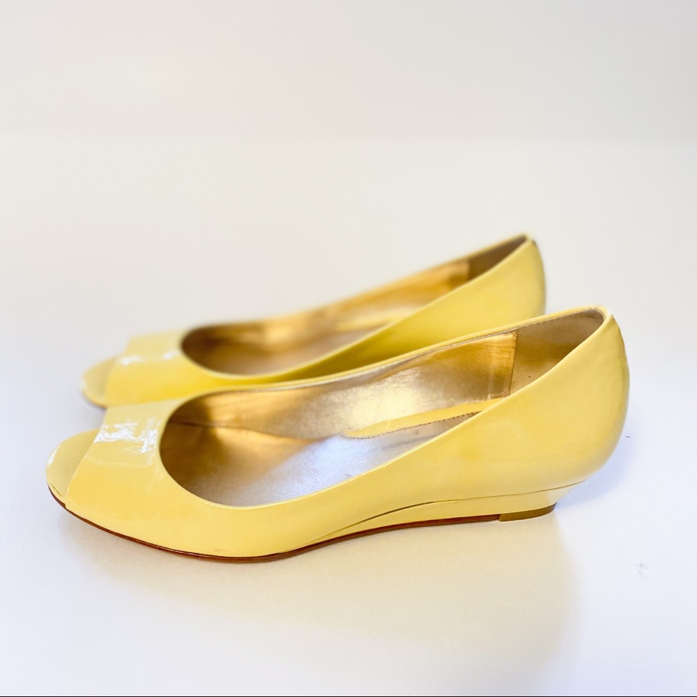 Cole Haan Patent Leather Yellow Mini Wedges 7B